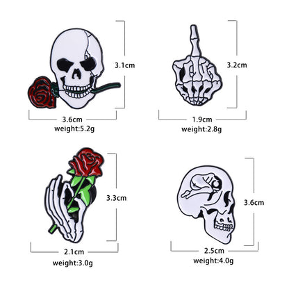 Broches en métal unisexes Halloween en forme de tête de mort avec gouttes d'huile
