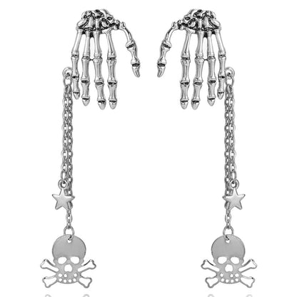 Boucles d'oreilles gothiques Halloween vintage crâne pompon