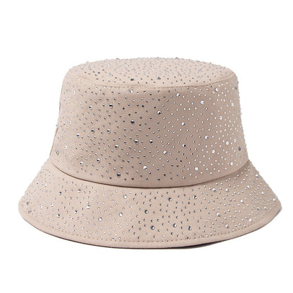 Women Simple Fashion Rhinestone Sunshade Bucket Hats
