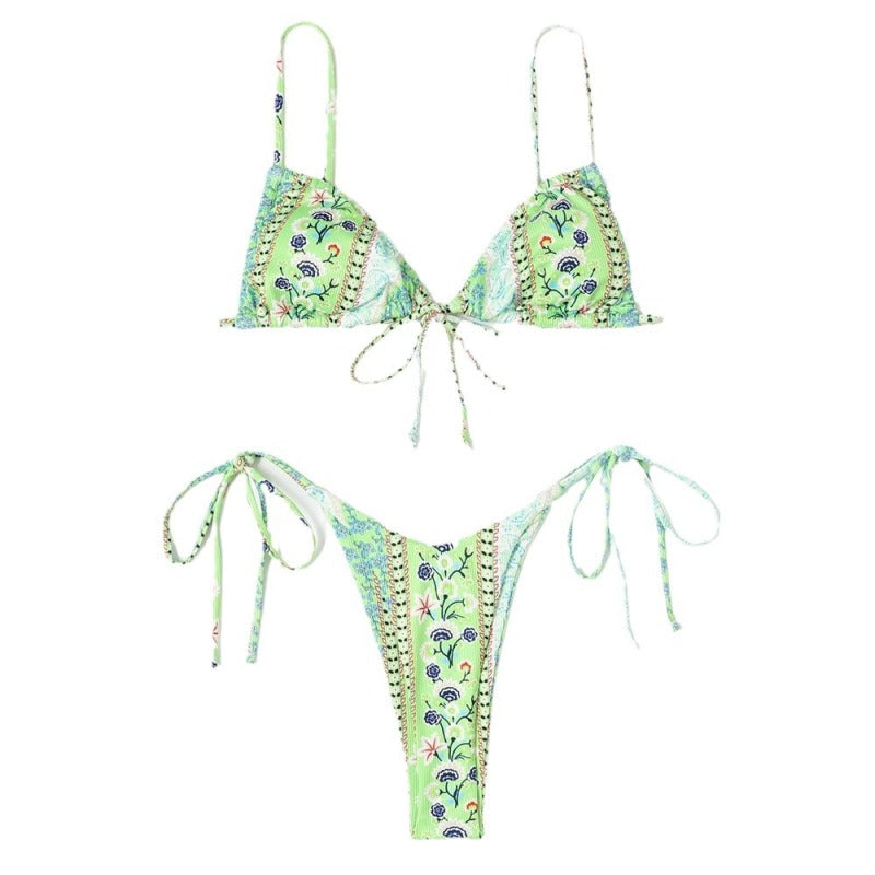Summer Beach Vacation Women Bikini Tiny Flower Print