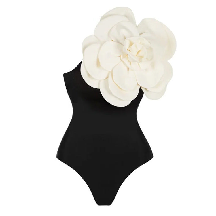Fashion Summer Vacation 3D White Big Flower Swimsuit
