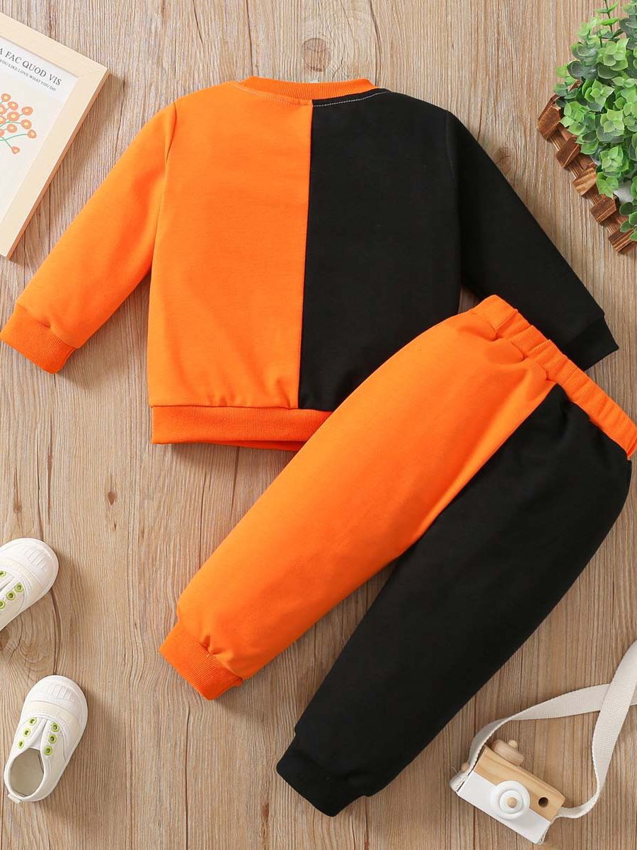 Kids Toddler Boys Pumpkin Print Cotton Sweater Trousers Set