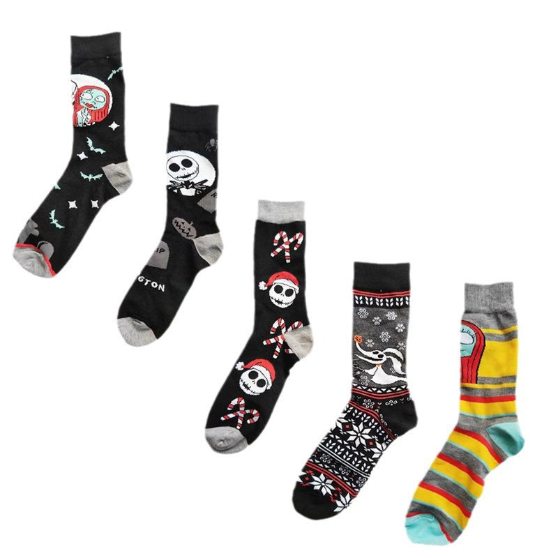 Calcetines creativos de Halloween con calaveras y fantasmas de terror