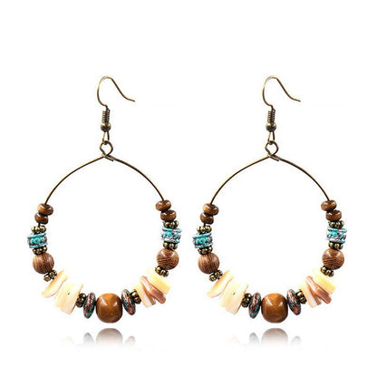 Women Boho Fashion Handmade Beaded Hoop Earrings