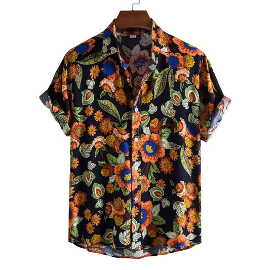 Men Casual Vacation 3D Tiny Flower Print Shirt