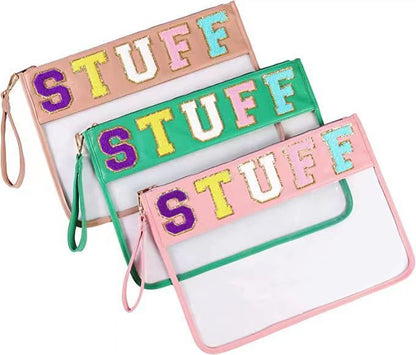 Trousse de maquillage portable tendance avec broderie serviette
