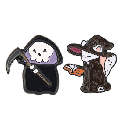 Broche en métal représentant un fantôme squelette de dessin animé d'Halloween