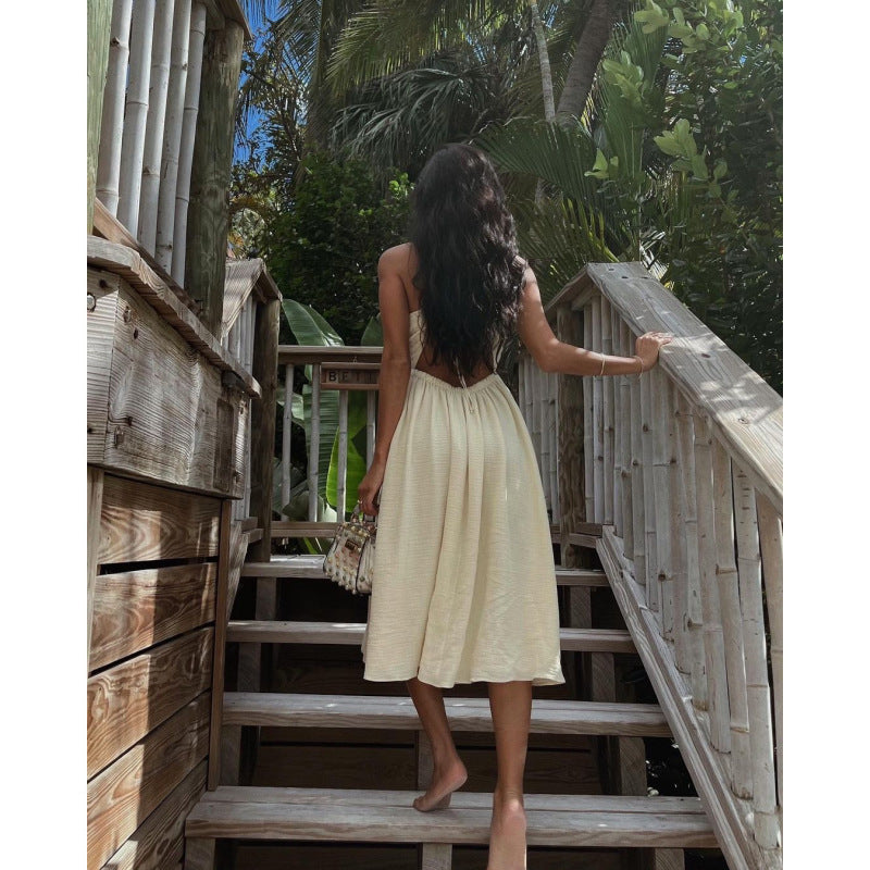 Summer Sexy Wrap Chest V-Neck Backless Dress
