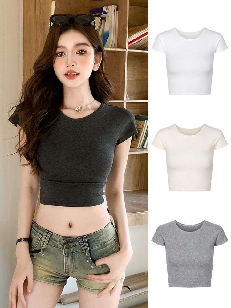 Camiseta básica informal de verano para mujer con corte ajustado