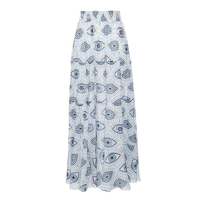 Women Fashion Evil Eye Print One-Piece Swimsuit Set