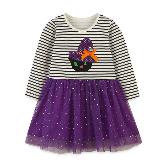Vestido de princesa de algodón de manga larga para niñas pequeñas