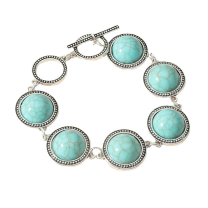 Pulsera étnica bohemia retro turquesa para mujer