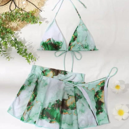 Ensemble bikini tie-dye sexy pour femme, vacances d'été