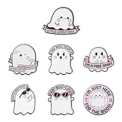 Broche fantôme d'Halloween en alliage de zinc pour femme, simple et mignonne
