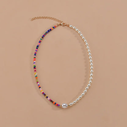 Collar de perlas multicolor bohemio