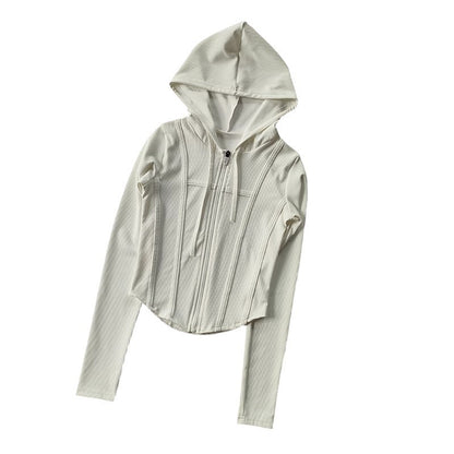 Veste de sport à capuche pour femme, en nylon et élasthanne