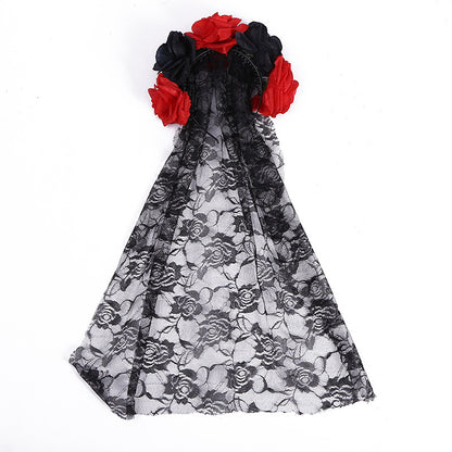 Accessoires pour cheveux en forme de rose artificielle pour Halloween