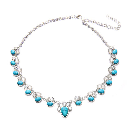 Women Fashion Bohemian Turquoise Drop Shaped Necklace