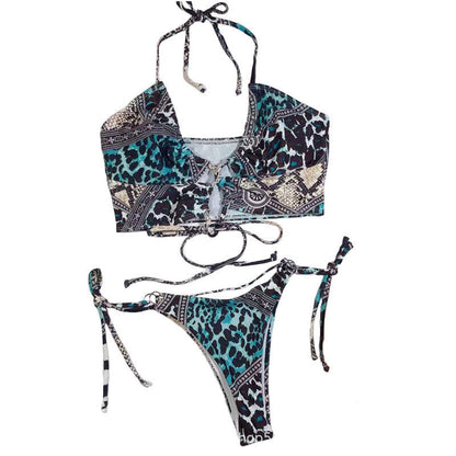 Conjunto de bikini con estampado de leopardo sexy de moda de verano para mujer