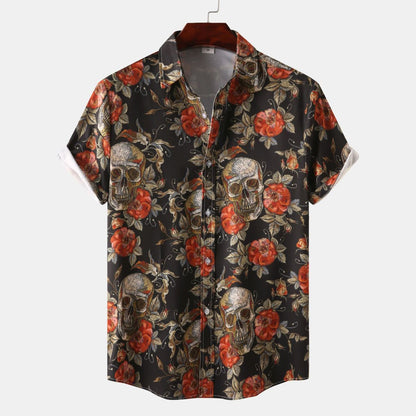 Camisa con estampado de flores diminutas en 3D para hombre, ideal para vacaciones de verano