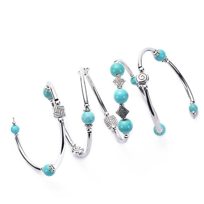 Pulsera de turquesa natural bohemia de moda para mujer
