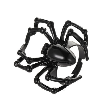 Anillo de araña oscura retro de Halloween para mujer