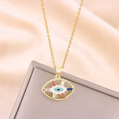 Collar con colgante de ojo de la suerte hueco bohemio vintage para mujer