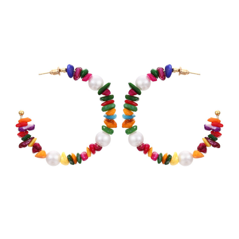 Pendientes de perlas multicolores bohemios