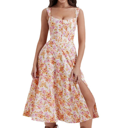 Vestido informal elegante con estampado floral para mujer de vacaciones