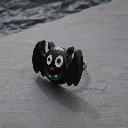 Anillos de sombrero con interruptor de calabaza, fantasma, gato y murciélago para mujer de Halloween