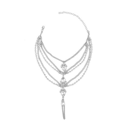 Tobillera multicapa con diamantes de imitación bohemios de moda para mujer