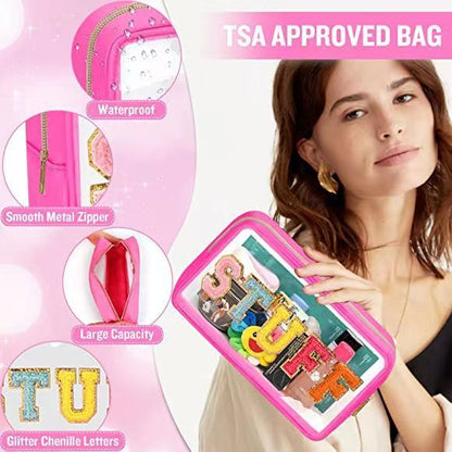 Bolsa de cosméticos transparente portátil e informal para mujer