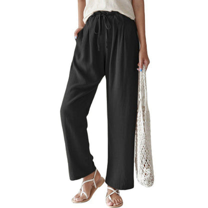 Pantalones casuales de lino y algodón para mujer
