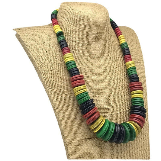 Unisex Bohemian Vintage Multicolor Wood Beaded Necklace