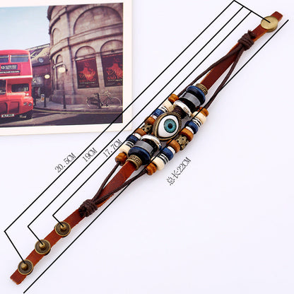 Bohemian Luck Eye 3-Layer PU Leather Bracelet