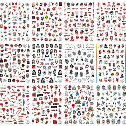 Halloween Skull Nail Stickers Funny Skull Design