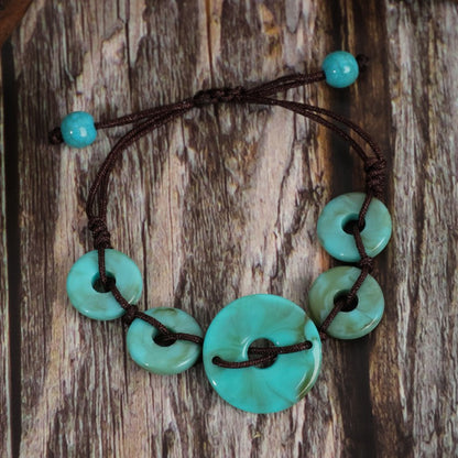 Pulsera bohemia de cuentas turquesas hecha a mano