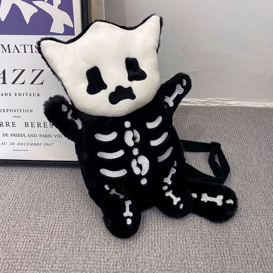 Bolso de hombro de peluche con calavera gótica de Halloween