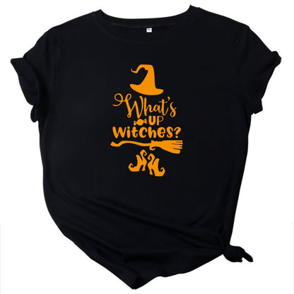 Camiseta informal de Halloween con cuello redondo y manga corta para mujer