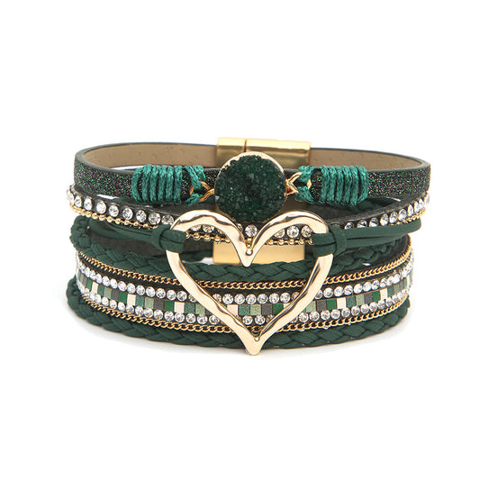 Bohemian Multi-Layer Leather Heart Bracelet