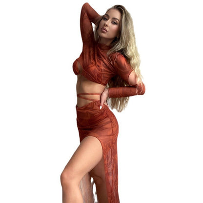 Cache-maillot en maille à manches longues pour femme, sexy et d'été