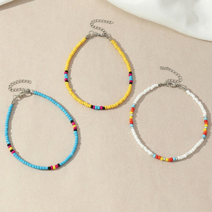 Conjunto de tobilleras con mini cuentas multicolores bohemias