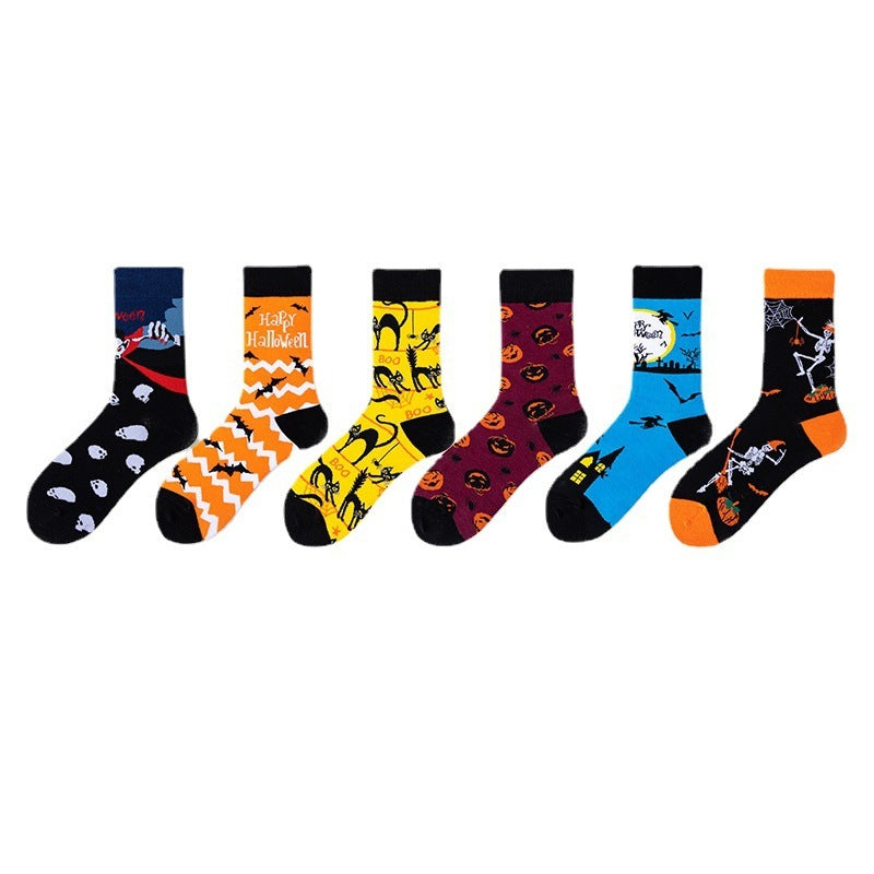 Women Fashion Cotton Halloween Skull Head Socks