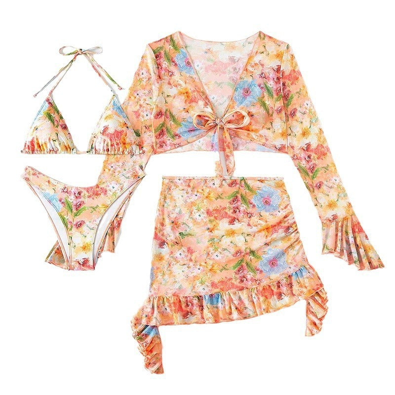 Traje de baño playero con estampado floral para mujer