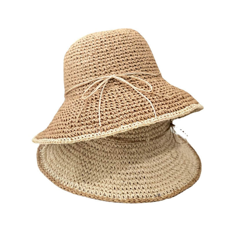 Sombreros de pescador tejidos de paja sencillos de verano para mujer