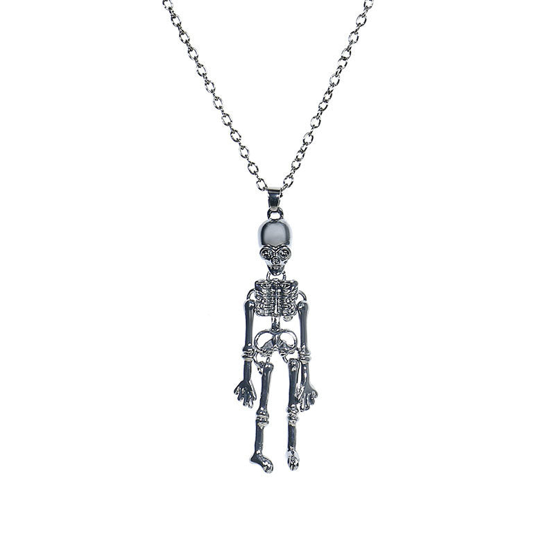Collar de metal con colgante de esqueleto unisex de Halloween
