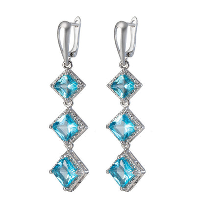 Pendientes bohemios con piedras preciosas para mujer