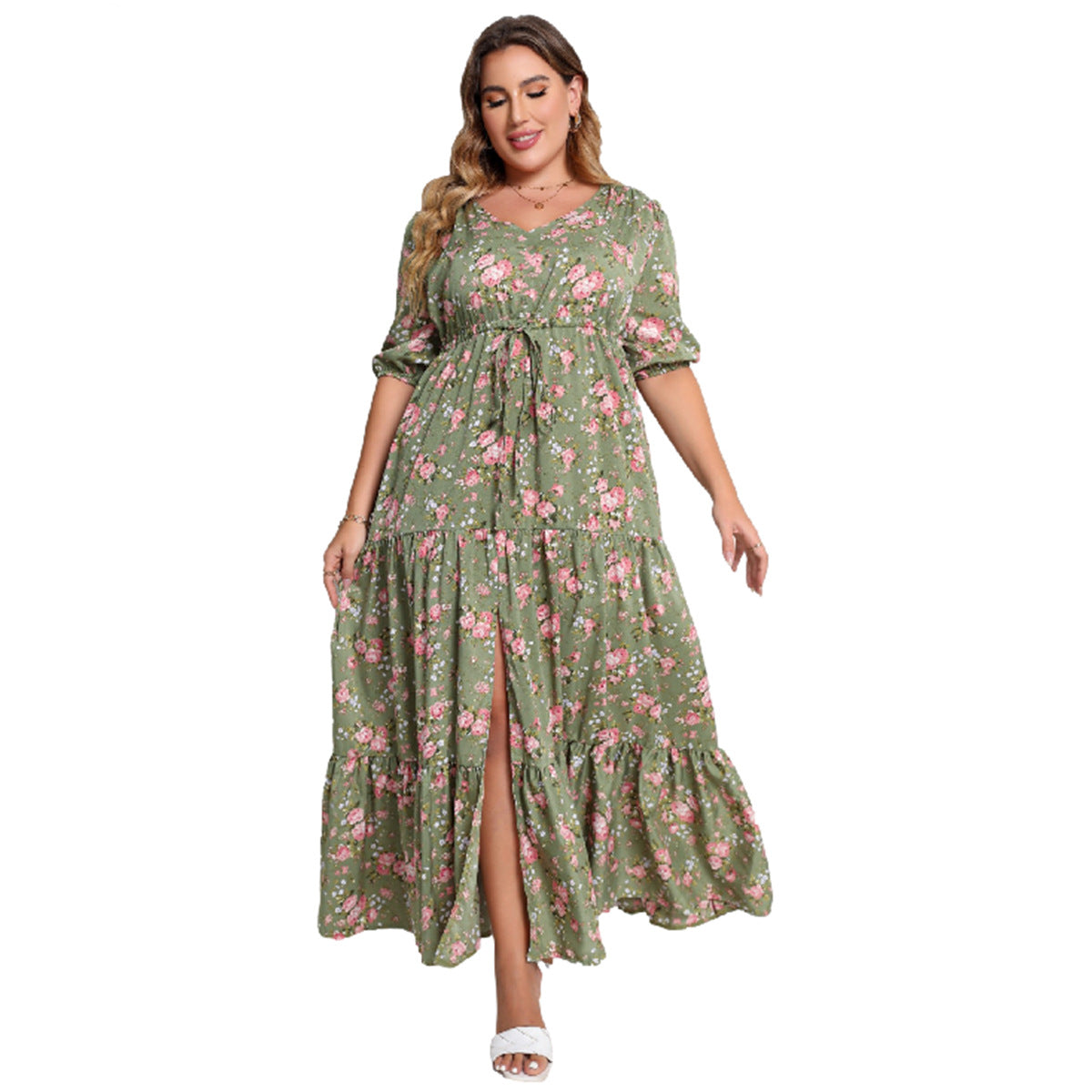 Vestido holgado informal de verano con estampado floral bohemio para mujer, talla grande