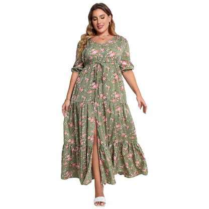 Vestido holgado informal de verano con estampado floral bohemio para mujer, talla grande