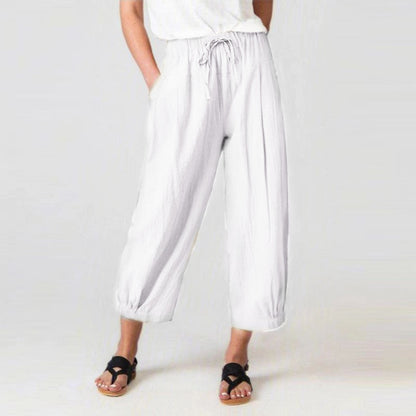 Women'S Fashion Casual Cotton Linen Cropped Pants